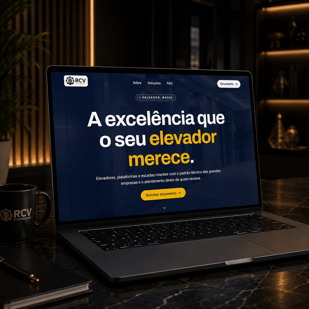 Site desenvolvido pela ZYON WEB para RCV Elevadores